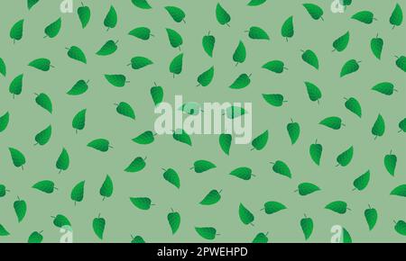 Vector background of four square continuous seamless green leaves Stock Vector
