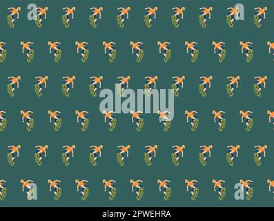 Skateboarding motion figure four-way continuous seamless texture vector illustration Stock Vector