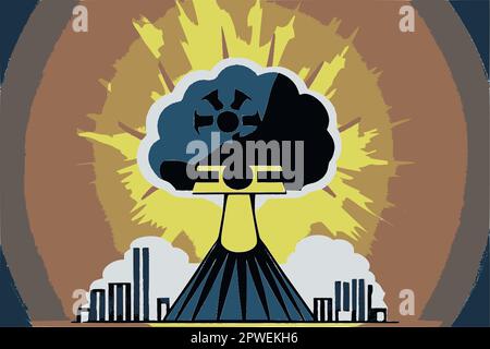 Nuclear explosion, abstract vector illustration. Stock Vector