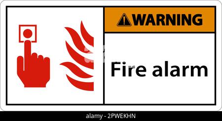 Warning Fire Alarm Sign On White Background Stock Vector