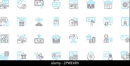 Electronic payment linear icons set. Digital, Card-less, Instant, Cashless, Secure, Convenient, Safe line vector and concept signs. Mobile,App-based Stock Vector