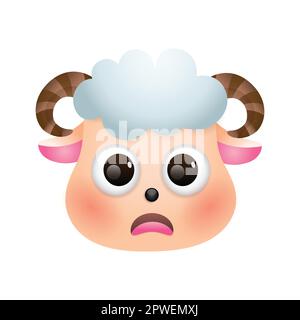 Sheep face cartoon vector illustration isolated. Cute farm animal emoji. Stock Vector