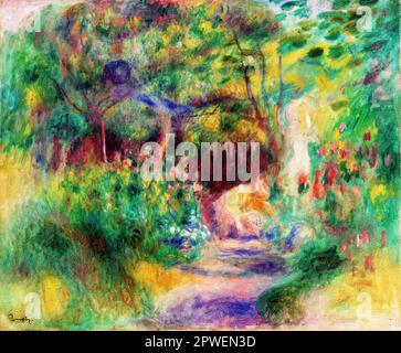 Landscape with Woman Gardening by Pierre Auguste Renoir Stock Photo