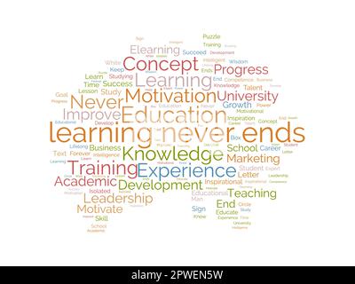 Word cloud background concept for learning never ends. career development for skill growth success. vector illustration. Stock Vector