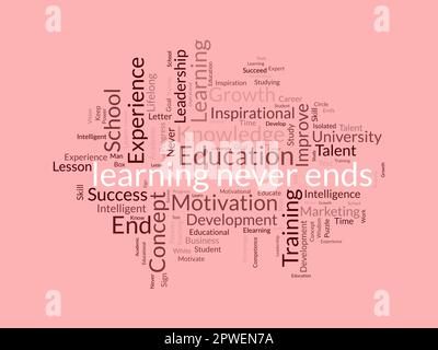 Word cloud background concept for learning never ends. career development for skill growth success. vector illustration. Stock Vector