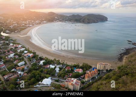 Famous resort in Nicaragua aerial drone view on sunrise light Stock Photo