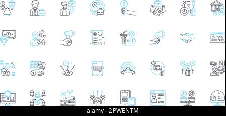 Strategic planning linear icons set. Forecasting, Analysis, Goal-setting, Vision, Execution, Resource allocation, Prioritization line vector and Stock Vector