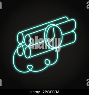 Time bomb neon line icon. Dynamite with timer symbol. Vector illustration Stock Vector
