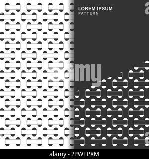 Abstract black and white seamless woven pattern with rounded lines Stock Vector