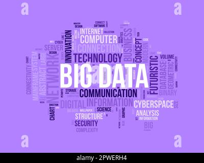 Word cloud background concept for Big data. Internet technology network with cloud data analysis concept. vector illustration. Stock Vector