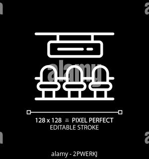 Waiting hall pixel perfect white linear icon for dark theme Stock Vector
