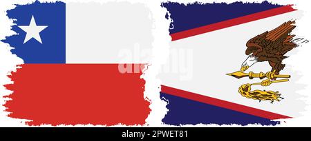 American Samoa and Chile grunge flags connection, vector Stock Vector