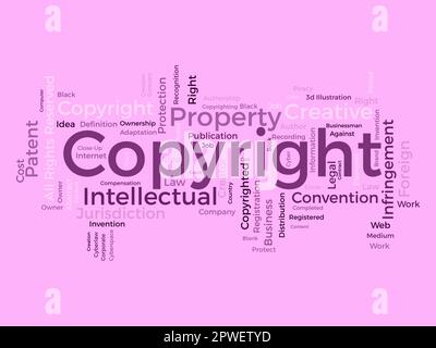 Word cloud background concept for Copyright. Intellectual property, legal trademark owner of business right. vector illustration. Stock Vector