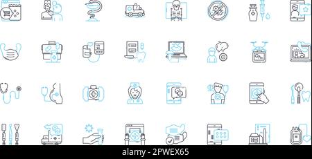 Oral healthcare linear icons set. Cavities, Plaque, Gingivitis, Halitosis, Tartar, Fluoride, Flossing line vector and concept signs. Brushing Stock Vector