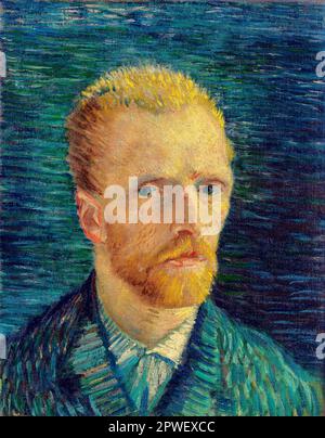 Vincent van Gogh's Self-Portrait famous painting. Original from Wikimedia Commons. Stock Photo