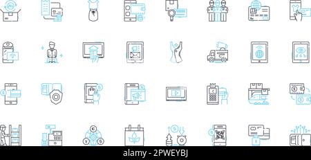 Price tag linear icons set. Cost, Value, Expense, Budget, Sales, Pricing, Bargain line vector and concept signs. Discount,Worth,Estimate outline Stock Vector