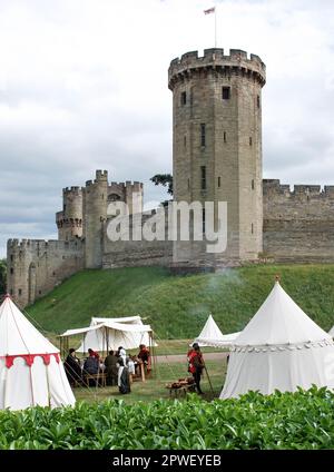 Medieval reenactment at Warwick Castle, England UK Stock Photo