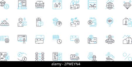Market forecasting linear icons set. Prediction, Analysis, Trend ...