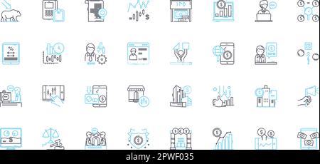 Cost reduction linear icons set. Frugality, Innovation, Optimization, Streamlining, Efficiency, Rationalization, Consolidation line vector and concept Stock Vector