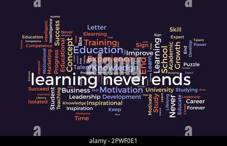 Word cloud background concept for learning never ends. career development for skill growth success. vector illustration. Stock Vector