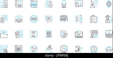 Schedule linear icons set. Agenda, Timetable, Calendar, Routine, Itinerary, Program, Plan line vector and concept signs. Calendarize,Reminders,Agenda Stock Vector