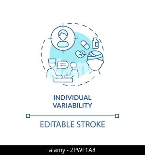 Individual variability turquoise concept icon. Unique patient responding on treatment. Precision medicine factor abstract idea thin line illustration. Stock Vector