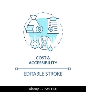 Cost and accessibility turquoise concept icon. High expenses for treatment. Precision medicine challenge and limitation abstract idea thin line illust Stock Vector