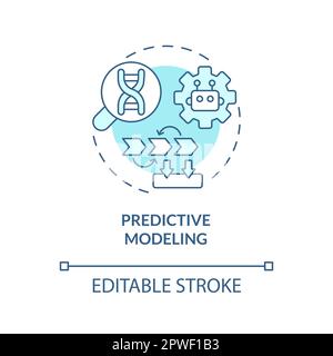 Predictive modeling turquoise concept icon. Analyze datasets of patient information. AI and ML in precision medicine abstract idea thin line illustrat Stock Vector