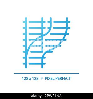 Railroad switch pixel perfect gradient linear vector icon Stock Vector