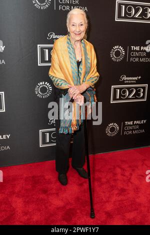 New York, USA. 29th Apr, 2023. Rosemary Harris attends exhibition of costumes for characters of 1923 TV series at Paley Center for the Media in New York on April 29, 2023. Bryant and Kressley were joined by two stars of the series - Julia Schlaepfer and Jennifer Ehle. (Photo by Lev Radin/Sipa USA) Credit: Sipa USA/Alamy Live News Stock Photo