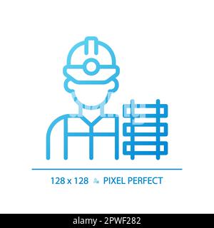 Railway worker pixel perfect gradient linear vector icon Stock Vector