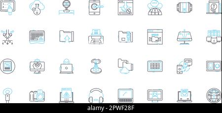 Mobile devices linear icons set. Smartphs, Tablets, Wearables, Phablets, Mobiles, Gadgets, iOS line vector and concept signs. Android,Windows Stock Vector