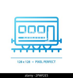 Passenger railroad carriage pixel perfect gradient linear vector icon Stock Vector