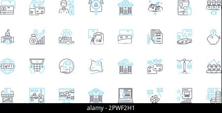 Wealth administration linear icons set. Investments, Asset management, Estate planning, Retirement, Wealth planning, Finance, Trusts line vector and Stock Vector
