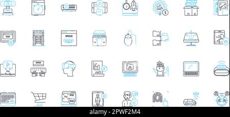 Online news linear icons set. Digital, Instantaneous, Streaming, Viral, Clickbait, Headlines, Reliable line vector and concept signs. Unbiased Stock Vector