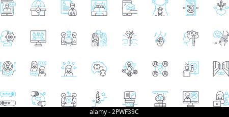 United communities linear icons set. Togetherness, Unity, Collaboration, Solidarity, Diversity, Inclusivity, Cooperation line vector and concept signs Stock Vector