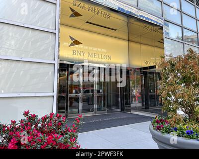 Entrance to BNY Mellon headquarters in Lower Manhattan. Stock Photo