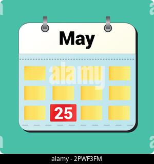 calendar vector drawing, date May 25 on the page Stock Vector