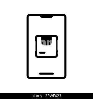 Order Package Online icon, order goods online using a smartphone. Stock Vector