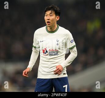 27 Apr 2023 - Tottenham Hotspur v Manchester United - Premier League - Tottenham Hotspur Stadium  Tottenham's Heung-Min Son during the Premier League match against Manchester United. Picture : Mark Pain / Alamy Live News Stock Photo