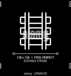 Rails pixel perfect white linear icon for dark theme Stock Vector