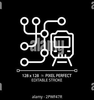 Metro map pixel perfect white linear icon for dark theme Stock Vector