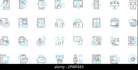 Retail therapy linear icons set. Shopping, Therapy, Happiness, Relaxation, Satisfaction, Comfort, Recreation line vector and concept signs. Fun,Relief Stock Vector