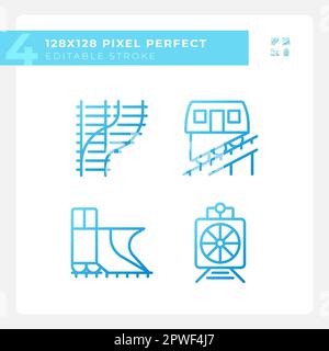 Railway vehicle pixel perfect gradient linear vector icons set Stock Vector
