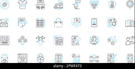 Marketing firm linear icons set. Advertising, Branding, Strategy, Design, Analytics, Communication, Digital line vector and concept signs. Creativity Stock Vector