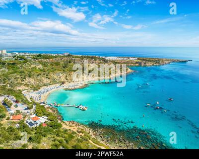 Landscape with Konnos beach in Protaras, Cyprus Stock Photo