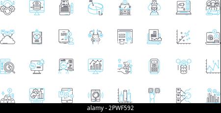 Multilevel advertising linear icons set. Pyramid, Downline, Nerk, Distributor, Commission, Compensation, Recruit line vector and concept signs. Sales Stock Vector