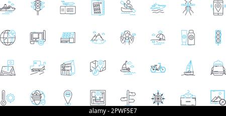 Speed and velocity linear icons set. Accelerate, Momentum, Velocity, Quickness, Dash, Haste, Celerity line vector and concept signs. Swiftness Stock Vector