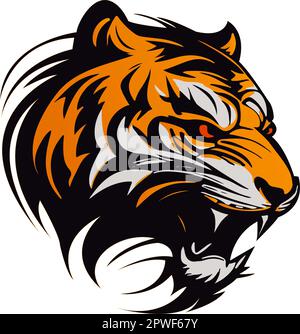 Tiger logo vector angry face template Stock Vector