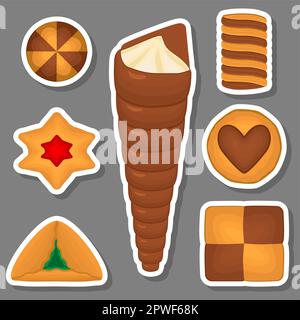 Big set homemade cookie different taste in pastry biscuit, large kit cookie consist of collectible natural tasty food biscuit it pastry accessory, fre Stock Vector